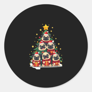 Sticker Rond Carlins de chien Noël Arbre mou Noël (1)