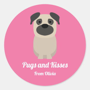 Sticker Rond Carlins et baisers, Carlin Chien Saint Valentin