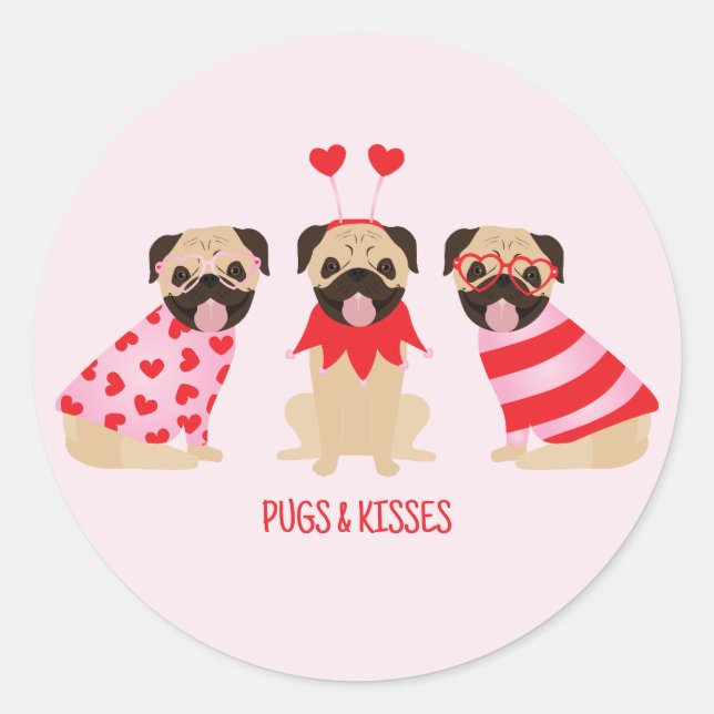 Sticker Rond Carlins Et Baisers De Bons Chiens Carlins (Devant)