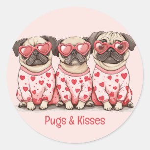 Sticker Rond Carlins Et Baisers Valentines Jour Carlin Chiens