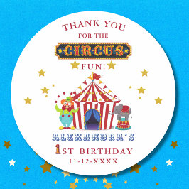 Sticker Rond Carnaval Cirque 1er anniversaire Merci