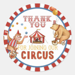 Sticker Rond carnaval de cirque anniversaire ou baby shower pré