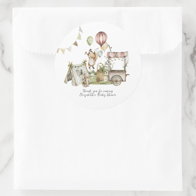 Sticker Rond Carnaval de cirque | Baby shower forestier (Sac)