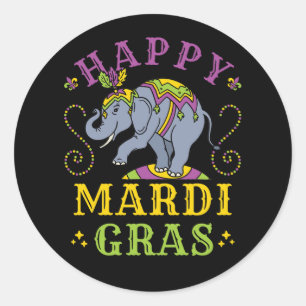 Sticker Rond Carnaval des éléphants de Mardi Gras