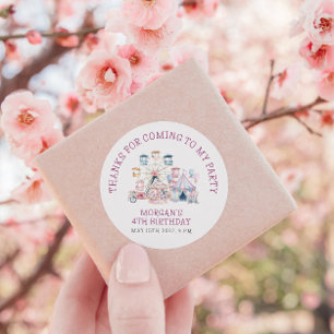 Sticker Rond Carnaval mignonne Anniversaire Budget Merci