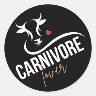 Sticker Rond Carnivore Lover noir élégant