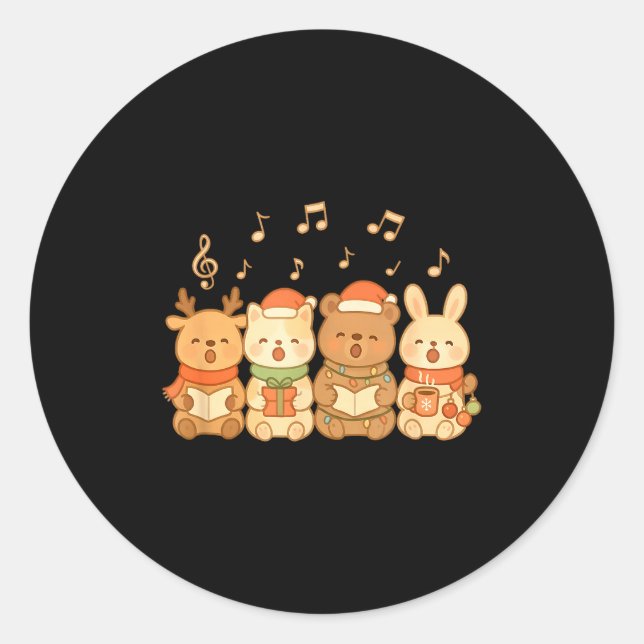 Sticker Rond Carolers Kids Boys Girls Christmas Carolers  (Devant)