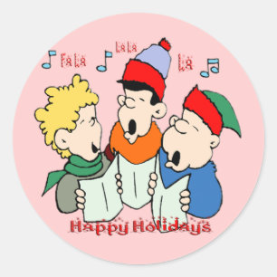 Sticker Rond Caroleurs de Noël