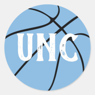 Sticker Rond Carolina Bleu / Bleu Clair Basketball Texte Person