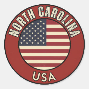 Sticker Rond Caroline du Nord États-Unis d'Amérique