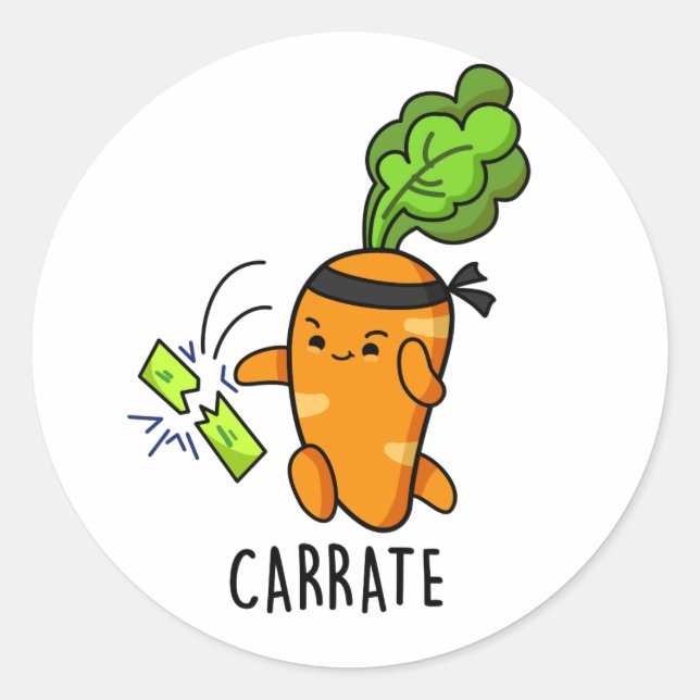 Sticker Rond Carotte drôle Carotte Karate Pun (Devant)