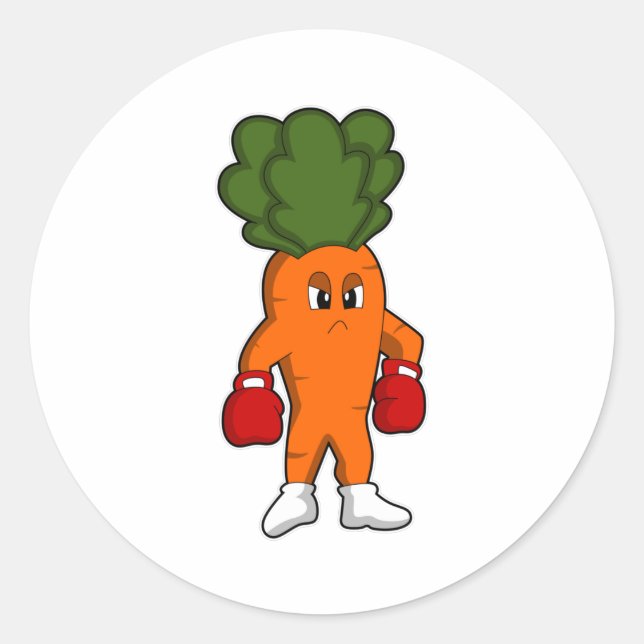 Sticker Rond Carotte en boîte avec gants de boxe (Devant)