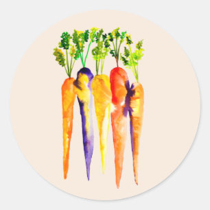 Sticker Rond Carottes aquarelles légumes mignons