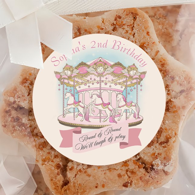 Sticker Rond Carousel Cirque Fête d'Anniversaire (Créateur téléchargé)