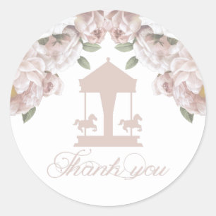 Sticker Rond Carousel Merci rose pâle