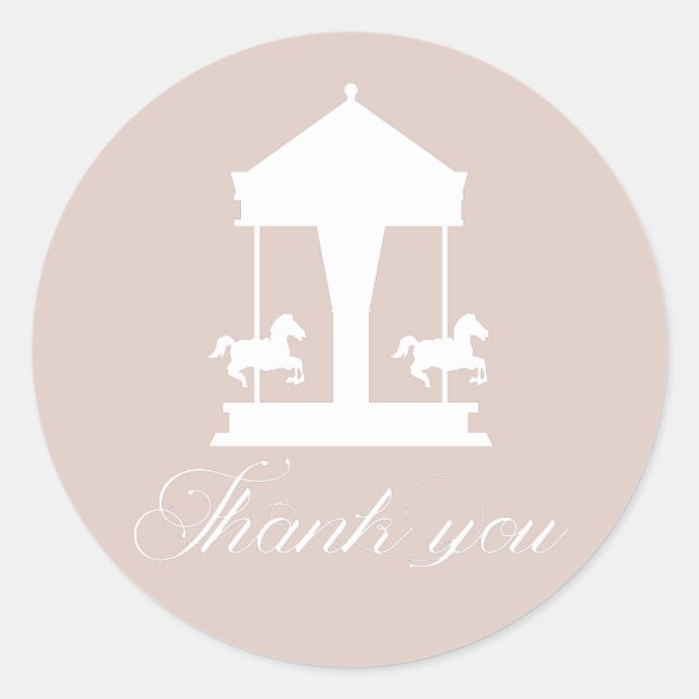 Sticker Rond Carousel Merci rose pâle (Devant)