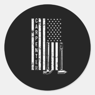 Sticker Rond Carpenter USA Drapeau pour menuisier ou menuisier