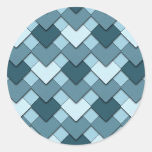 Sticker Rond Carré bleu Sapphire et Motif arlequin Diamond