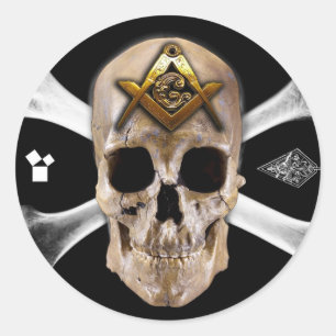 Sticker Rond Carré de Compass Masonic Skull & Bones