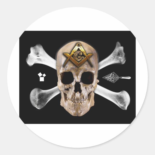 Sticker Rond Carré de Compass Masonic Skull & Bones (Devant)
