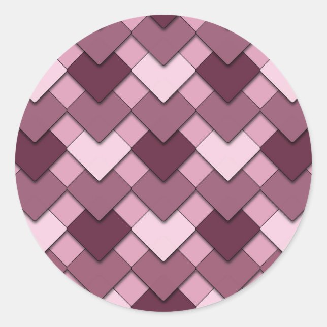 Sticker Rond Carré rose rose et Motif arlequin de diamant (Devant)