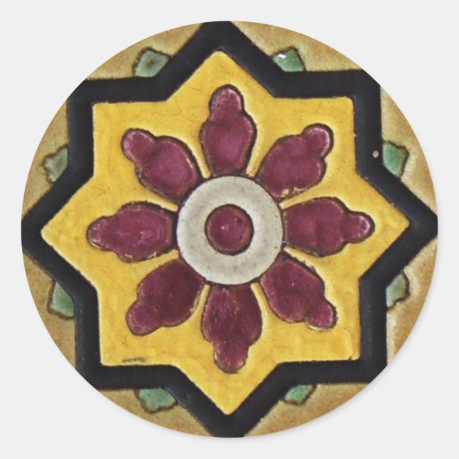 Sticker Rond Carreau vintage (Devant)