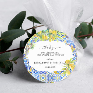 Sticker Rond Carreaux de citron méditerranéens   Cadeau de mari
