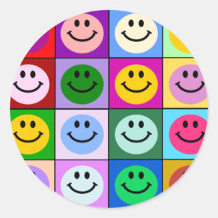 Sticker Rond Carrés multicolores