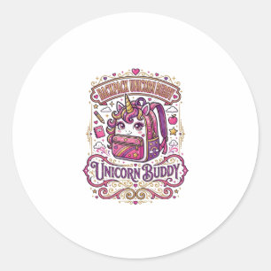 Sticker Rond Cartable Licorne Copain Licorne Conception De Merc