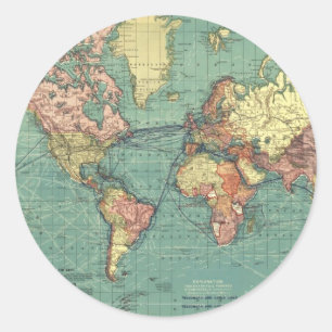 Sticker Rond Carte 1919 du monde