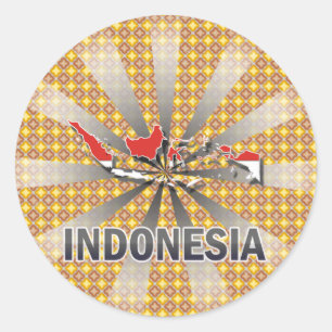 Sticker Rond Carte 2,0 de drapeau de l'Indonésie