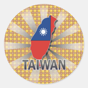Sticker Rond Carte 2,0 de drapeau de Taïwan