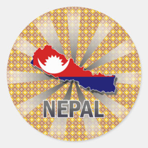 Sticker Rond Carte 2,0 de drapeau du Népal