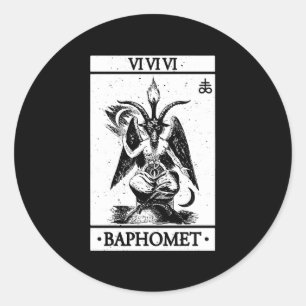 Sticker Rond Carte Baphomet Tarot Satanic Occul
