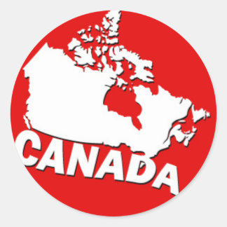 Sticker Rond Carte blanche et rouge du Canada