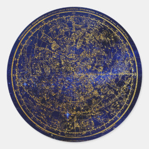 Sticker Rond Carte Blue Star Vivive/Golden Constellation Globe