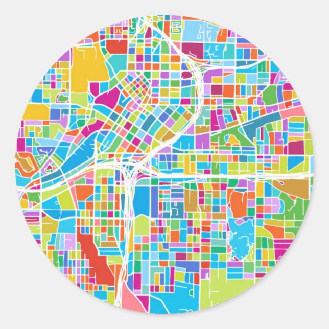 Sticker Rond Carte colorée Atlanta (Devant)
