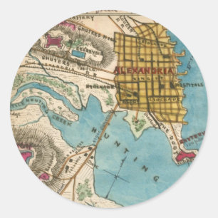 Sticker Rond Carte d'Alexandria VA et des villes voisines