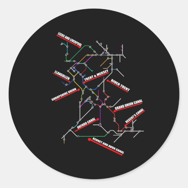 Sticker Rond Carte de bateau du canal de Narrowboat (Devant)