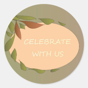 Sticker Rond Carte de célébration des feuilles d'automne