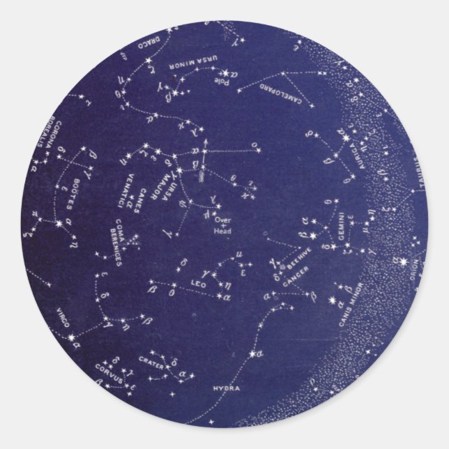 Sticker Rond Carte de constellation vintage (Devant)