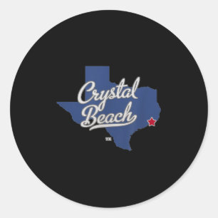 Sticker Rond Carte de Crystal Beach Texas Tx