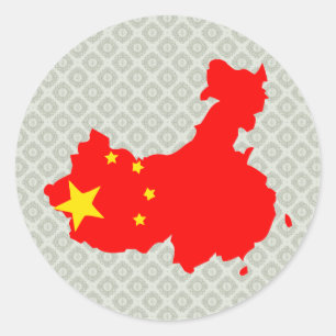 Sticker Rond Carte de drapeau de la Chine normale