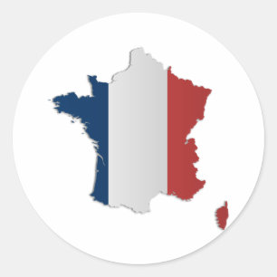 Sticker Rond Carte de drapeau de la France