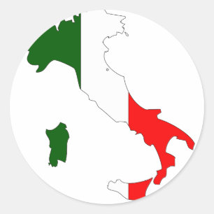 Sticker Rond Carte de drapeau de l'Italie