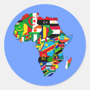 Sticker Rond Carte de drapeau des drapeaux de l'Afrique -