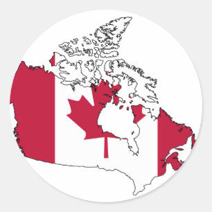 Sticker Rond Carte de drapeau du Canada