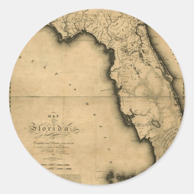 Sticker Rond Carte de Floride 1823 (Devant)