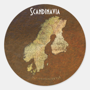 Sticker Rond Carte de la cartographie scandinave