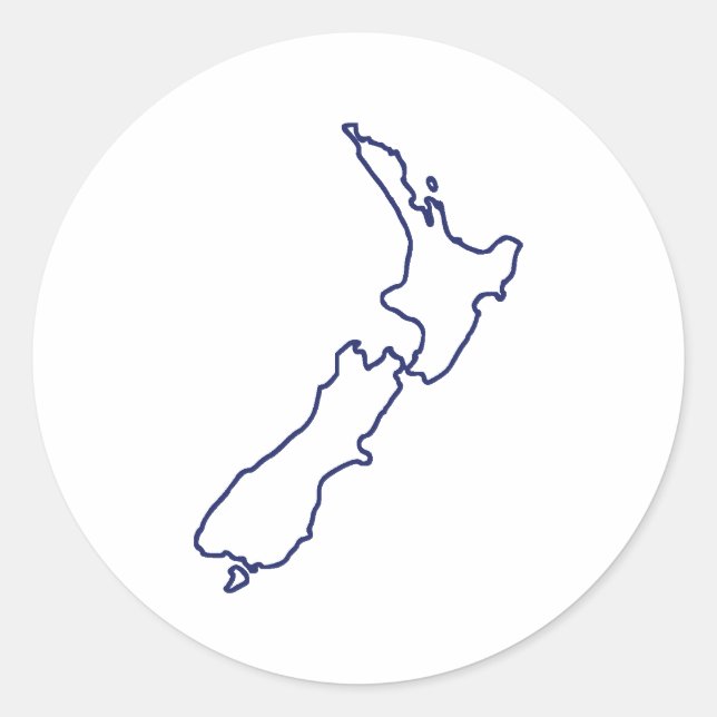 Sticker Rond Carte de la Nouvelle-Zélande (Devant)